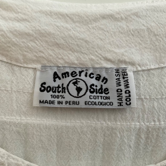 American South Side Embroided Blouse SzS White Hearts Romantic Peasant Boho Chic - Picture 3 of 12